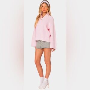 Edikted Amour High Neck Oversized Zip Sweater